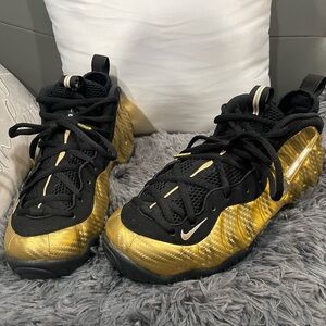 Nike Gold and Black Foamposite Sneakers